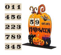 Halloween Advent Countdown Calendar Pumpkin Wood Desk Blocks Calendar to Halloween for Kid Home Table Decorations 2023 Halloween Costume Countdown
