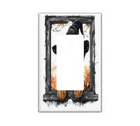Halloween Airedale Terrier Dog Decorative Light Switch Cover Wall Plate 1 Gang Single Rocker, Cute Funny Window Electrical Switchplate, Pet Faceplate for Kitchen Living Room Decor