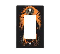 Halloween Airedale Terrier Dog Decorative Light Switch Cover Wall Plate 1 Gang Single Rocker, Spooky Pumpkins Electrical Switchplate, Pet Faceplate for Kitchen Living Room Decor