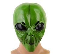 Halloween Alien Mask, Scary Full Head Latex Mask with Realistic Details, Green Alien Costume Prop for UFO Halloween Party Encounters