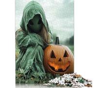 Halloween Alien with Pumpkin Puzzle Jigsaws 500 Pieces for Adults Wooden Puzzles Family Fun Jigsaws Puzzles 500pcs (52x38cm)