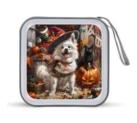 Halloween American Eskimoess Dog CD Case Portable DVD Storage Small CD Holder Organizer for Home Travel