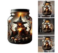Halloween And Day Of The Dead Witch Acrylic Window Porch Decoration Hanging Sign Decoration Hanging Christmas Lamps for Cars (Black, 12.5x18cm)