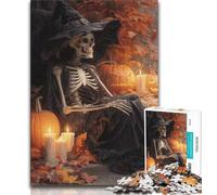 Halloween And Skeletons Puzzles for Adults 1000 Pieces,Stress Reliever Staycation Kill Time with Matching Poster And Trivia Sheet (38x26cm)