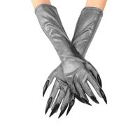 Halloween Animal Claw Gloves with Long Nails Werewolf Wolf Fox Cat Dinosaur Paw Fingernails Gloves Ghost Devil Witch Mittens Halloween Carnival Cosplay Party Fancy Dress Handwear for Adults Teens