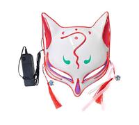 Halloween Animal Costume Party Accessory Cute Cosplay Half Face Masquerade Japanese Style for Dress-Up and Festive Celebrations (Red, 19x23x7cm)
