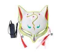 Halloween Animal Costume Party Accessory Cute Cosplay Half Face Masquerade Japanese Style Halloween Masks(Green-b,19x23x7cm)