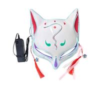 Halloween Animal Costume Party Accessory Cute Cosplay Half Face Masquerade Japanese Style Halloween Costumes Funny(Sky Blue 2,19x23x7cm)