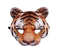 Halloween Animal Mask Tiger & Pig Half Face Realistic Print with Elastic Band Funny Mask for Men Women Dress up Cosplay Jungle Theme Party Show Easter Costume Supplies Accessory(One size)