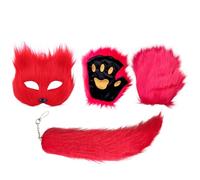 Halloween Animal Masque - Dress Up Face Cover with Tail Gloves | Fun Costume Accessories for Kids Adults, Party Photo Booth Props, Cosplay Masquerade Outfit for Halloween Night Festivals