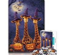 Halloween Animals JigsawPuzzle 1000 Pieces for Adults,Toys Educational Games Stress Relieving Suitable for Desktop Decoration (75x50cm)