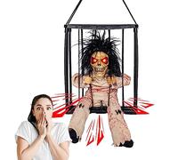 Halloween Animated Decorations - Motion Activated Skull Props,For Electric Eyes Hangable Talking Prisoner Cage Ghost Vocalize