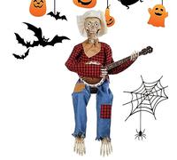 Halloween Animated Dueling Banjo Skeletons | Funny Animated Halloween Decorations | Halloween Skeleton Guitarist With Eyes | 2023 Latest Horror Night Gifts For Your Halloween Indoor Decor