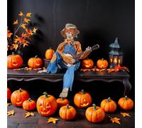 Halloween Animated Dueling Banjo Skeletons,Spooky Banjos Playing Skeletons with Light Up Eyes,Luminous Skeleton Playing Banjo Halloween Decoration,Guitarist Skeletons for Halloween Indoor Outdoor