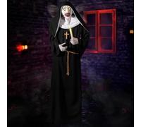 Halloween Animatronics 6ft Nun Animated 72inch Sister Decoration with Motion Sensor Activated, Creepy Sound, Scary Move, Light Up Eyes, Haunted House Spooky Decor Horror Prop for Indoor, Outdoor, Yard