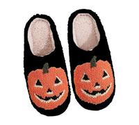 Halloween antern Slippers for Adults Family hock Absorbing Halloween Pumpkin Slippers Cushion Comfortable Non lip Warm Home Study Room Kitchen Cosy Winter Wear House Shoes (Black, 4)