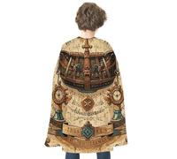 Halloween Antique Treasure Map Cloak Capes Reversible Medieval Cloak Witch Capes for Party Cosplay Masquerade Costumes