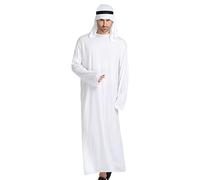 Halloween Arab Prince Costume, Men’s Dress-Up Set, Head Wrap, Comfortable Fit Robe Outfit for Adults, Teens, Boys, Students, Actors, Stage Play, Cosplay, Party Use, L/XL/XXL