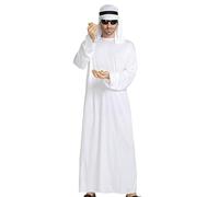 Halloween Arab Sprince Costume - Arabian Sheikh Fancy Dress - Men's Arabian Sprince Toga | Men Halloween Arab Princ Costume Set | Comfortable Fit Dress-Up Outfit With Head Wrap For Adults