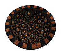 Halloween Area Rug - 23.62in Round Black Cat Eyeball Carpet