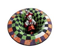 Halloween Area Rug Optical Illusion Anti-Slip Round Rug | Decorative Floor Mat for Halloween Holiday Festival Indoor Apartment Game Room Kitchen Bedroom Entrance Study