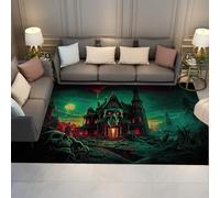 Halloween Area Rugs 120x150 Rug for Game Room Haunted House Skull Print Rugs Gothic Horror Castle Carpet Machine Washable Non Slip Low Pile Soft Area Rug Living Room Bedroom Entryway Man Cave Decor