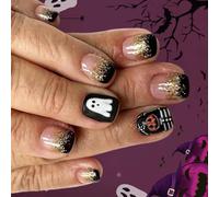 Halloween Art Stickers Glitter Bat Press-on Designs Safe for Daily Use & Costume Parties Bat Ghosty Nais Art