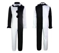 Halloween Art the Clown Costume Jumpsuit, Terrifier Movie Cosplay Bodysuit, Killer Clown Carnival Party Outfit for Adults, Detailed Horror Character Replica (Black and White, XXL)