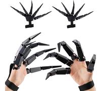 Halloween Articulated Finger Extension, Flexible Finger Extensions Scary Skeleton Hands Bone Claw Hand Glove, Witch Ghost Toys Fits All Finger Sizes for Halloween Party Cosplay Costume (1 Pair)