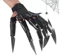 Halloween Articulated Finger Extensions, Adjustable Wearable Skeleton Bone Claw Hand, Flexible Witch Ghost Glove Claw Extender for Horror Cosplay Party Halloween Role Play Decor Props(Left hand)