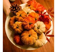 Halloween Artificial Pumpkins Decorations, Faux Velvet Mini Pumpkins Artificial Pumpkin, Halloween Decorative Ornaments Faux Pumpkins, for Autumn Halloween Thanksgiving Home Party Decor (Orange)