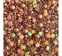 Halloween Autumn maple leaf rose gold orange burgundy sprinkles edible pearls rods cupcake cake toppers biscuits pearls decoration strands 100s 1000s party baking HELLO FALL