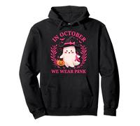 Halloween Awareness in October We Wear Pink Ghost Witch Pullover Hoodie
