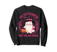 Halloween Awareness in October We Wear Pink Ghost Witch Sweatshirt