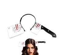 Halloween Axe Headband - Spooky Horror Hairband | Adult Cosplay Props | Funny Bleeding Through Head Cleaver Prop, Unisex Terror Costume Accessory Set for Costume Party, Haunted House & Events