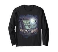 Halloween Axolotl Skeleton Ghost Spooky Wildlife Long Sleeve T-Shirt