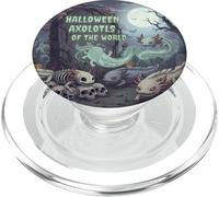Halloween Axolotl Skeleton Ghost Spooky Wildlife PopSockets PopGrip for MagSafe