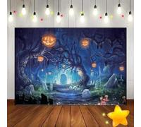 Halloween Baby Shower Night Background Photo Gloomy Woods Graveyard Photography Backdrops for Festivals Horrible Custom Birthday Backdrop Bat