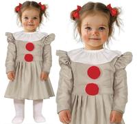 FIESTAS GUIRCA | Lil Crazy Clown Baby Costume (12-18 Months) - Dress and Collar - Clown Costumes for Halloween, Carnival and Fancy Dress Parties - Ideal for Baby Girls - Grey