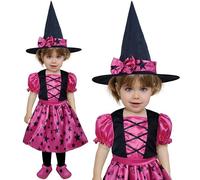 FIESTAS GUIRCA Pink Star Witch Baby Fancy Dress - Baby Girl Halloween Kids Costume including Witch Hat Age 12-18 Months