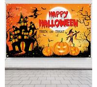 Halloween Backdrop, 70.9x45.3in Scary Halloween Photo Backdrop Pumpkin Lantern Witch Full Moon Halloween Photography Background Banner Decorations for Halloween Party Supplies Photo Props