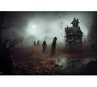 Halloween Backdrop for Photography 10x8ft Creepy Ghost Scary Night Misty Forset Gloomy Scene Haunted House Halloween Party Photo Background Kids Adults Birthday Portraits Photo Studio Props