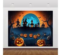 Halloween Backdrop for Photography 10x8ft Horror Bats Ghost Graveyard Pumpkin Lanterns Photo Backdrops for Scary Theme Photo Booth Studio Decoration Banner