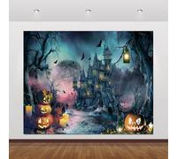 Halloween Backdrop for Photography 10x8ft Vintage Cracked Castle Graveyard Pumpkin Lanterns Them Decors for Scary Halloween Party Decoration Studio Photo Booth Props