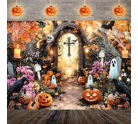 Halloween Backdrop for Photography Enchanted Forest Wonderland Magic Garden Pumpkin Background Kids Birthday Halloween Party Decor photo Booth Props (8x6FT)