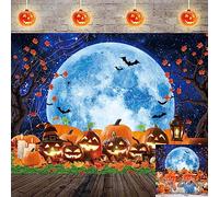 Halloween Backdrop for Photography Full Moon Night Background Horrible pumpkin lantern Maple leaf Halloween Theme Baby Shower Birthday Party Decorations Photo Booth Props