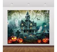 Halloween Backdrop for Photography10x8ft Haunted Castle Ghost Bats Graveyard Pumpkin Lanterns Photography Background for Horror Party Photo Studio Booth Props Banner Decors