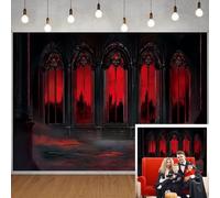 Halloween Backdrop Red Vintage Gothic Castle Medieval Hall Photography Background for Halloween Haunted House Party Decorations Photo Booth Props (7x5FT)