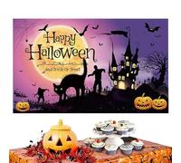 Halloween Backdrop, Spooky Photography Background, Party Banner 70.87x43.31 Inches, Creepy Decorative Poster, Sturdy Foldable Cloth for Birthday Indoor School Event Decoration