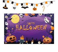 Halloween Backdrop, Spooky Photography Background, Party Banner 70.87x43.31 Inches, Creepy Decorative Poster, Sturdy Foldable Cloth for Birthday Indoor School Event Decoration
